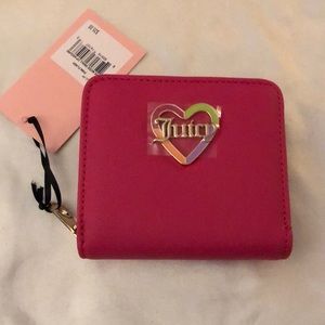 Juicy Couture Pink Flash Faux Leather Love Mode Small Zip Around Wallet NWT